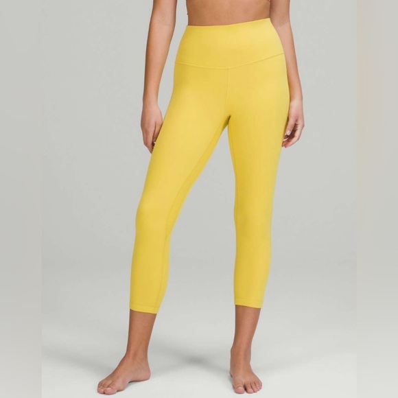Lululemon Align High-Rise Crop 23" Soleil 8 Yellow Neon Gym Yoga Athletic - Picture 3 of 9